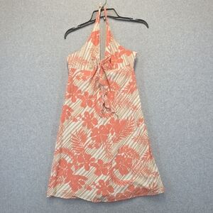 GAP Tropical Floral Halter Dress Size 6 Coral Tan Summer Mini